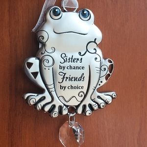 Frog window hanger w/ crystal - Sisters by chance Friends by choice